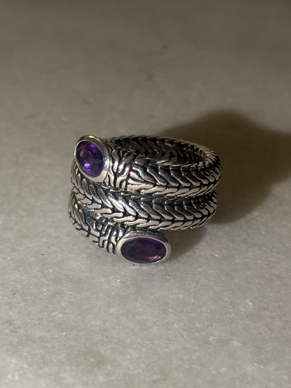 John Hardy Coil Woven Band Ring with Amethyst